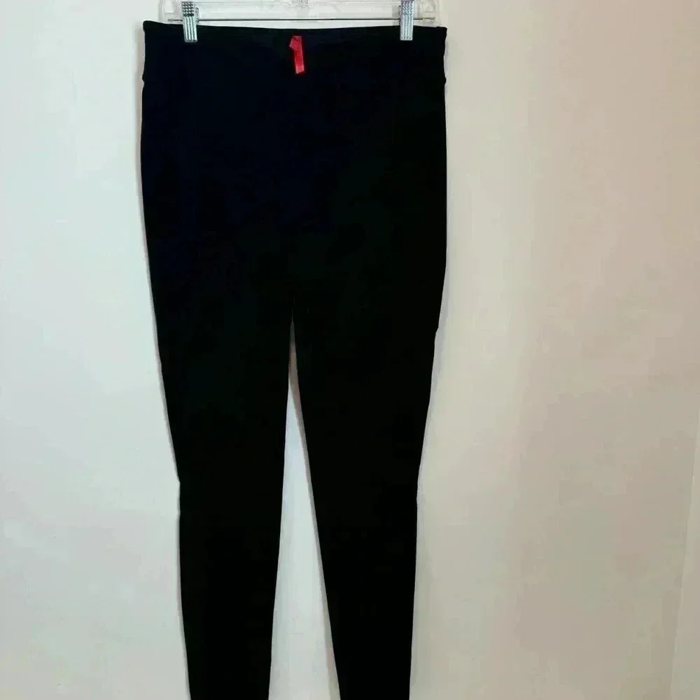 Spanx Micro Rib Knit Control Top Skimmer Leggings in Black Pants Women's Size XL